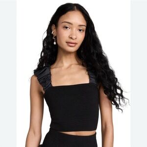 Aje Allard Black Ruffled Crop Top part of a set